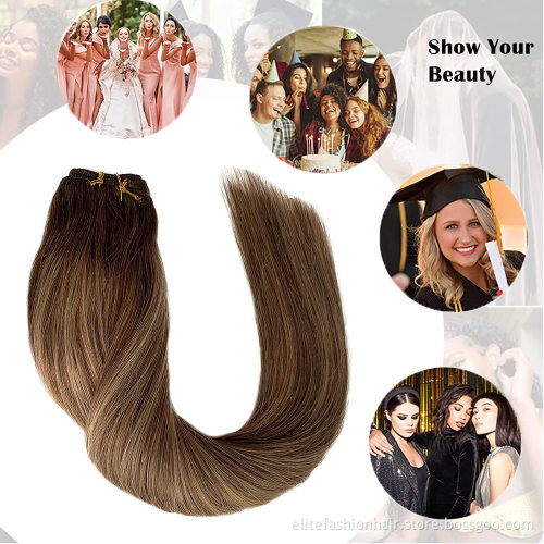 ELITE  high quality 12 to 30 inch 100g Sew in Human Hair Weft Extensions Sew in Remy Hair Straight Sew in Hair Weft Extensions